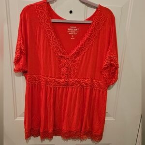 Torrid Coral Ruffled Short Sleeve Blouse
